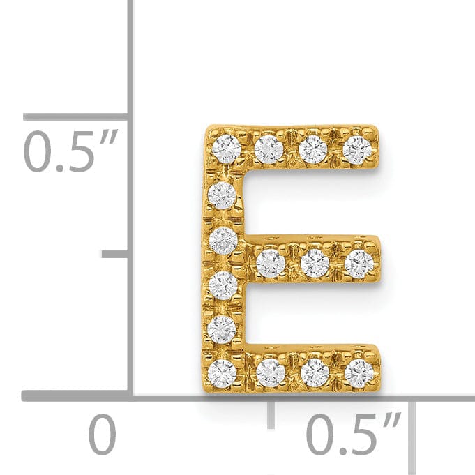 14K Yellow Gold Diamond 0.15-CT Letter E Initial Charm Pendant