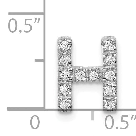 14K White Gold Diamond 0.12-CT Letter H Initial Charm Pendant