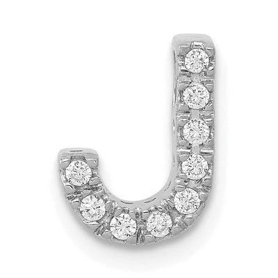 14K White Gold Diamond 0.09-CT Letter J Initial Charm Pendant