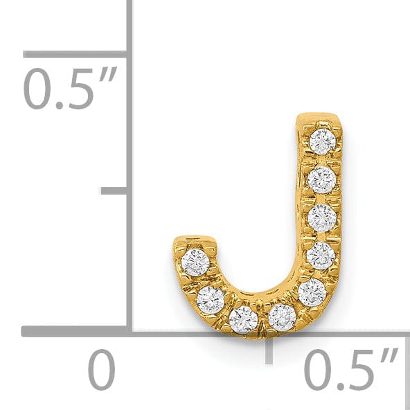 14K Yellow Gold Diamond 0.09-CT Letter J Initial Charm Pendant