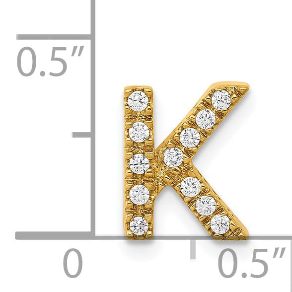 14K Yellow Gold Diamond 0.12-CT Letter K Initial Charm Pendant