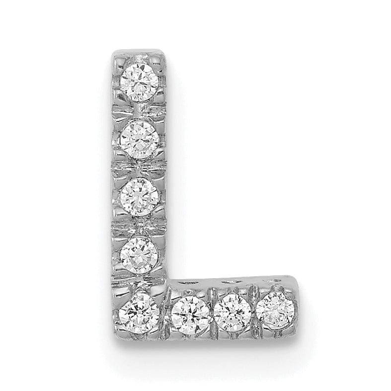 14K White Gold Diamond 0.08-CT Letter L Initial Charm Pendant