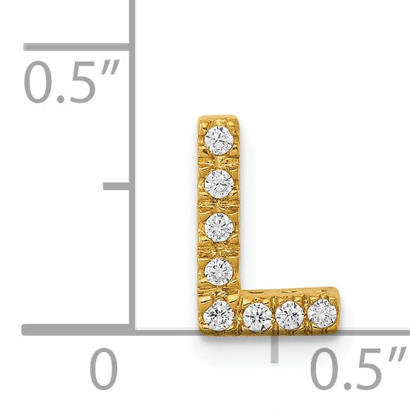 14K Yellow Gold Diamond 0.08-CT Letter L Initial Charm Pendant