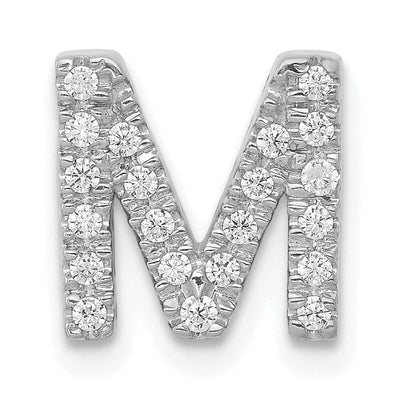 14K White Gold Diamond 0.168-CT Letter M Initial Charm Pendant