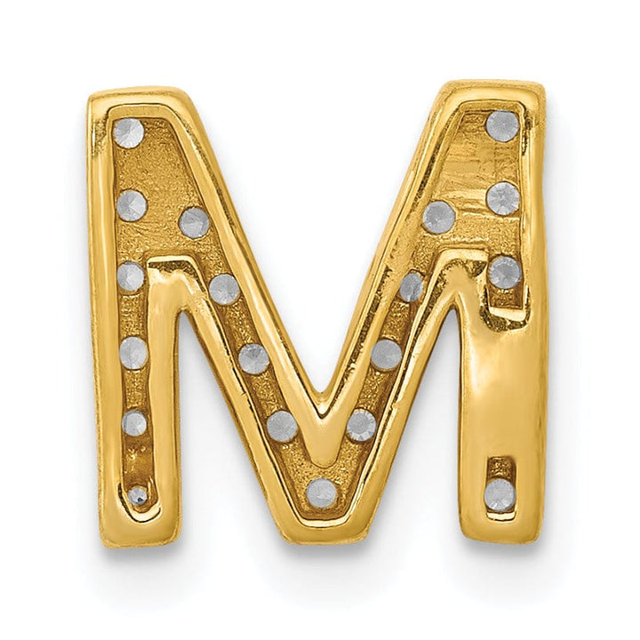 14K Yellow Gold Diamond 0.168-CT Letter M Initial Charm Pendant