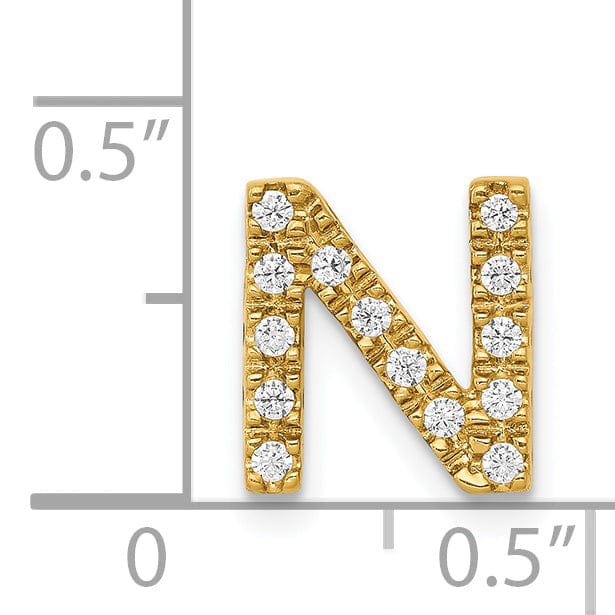 14K Yellow Gold Diamond 0.14-CT Letter N Initial Charm Pendant