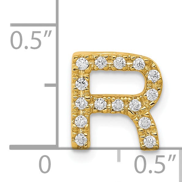 14K Yellow Gold Diamond 0.15-CT Letter R Initial Charm Pendant