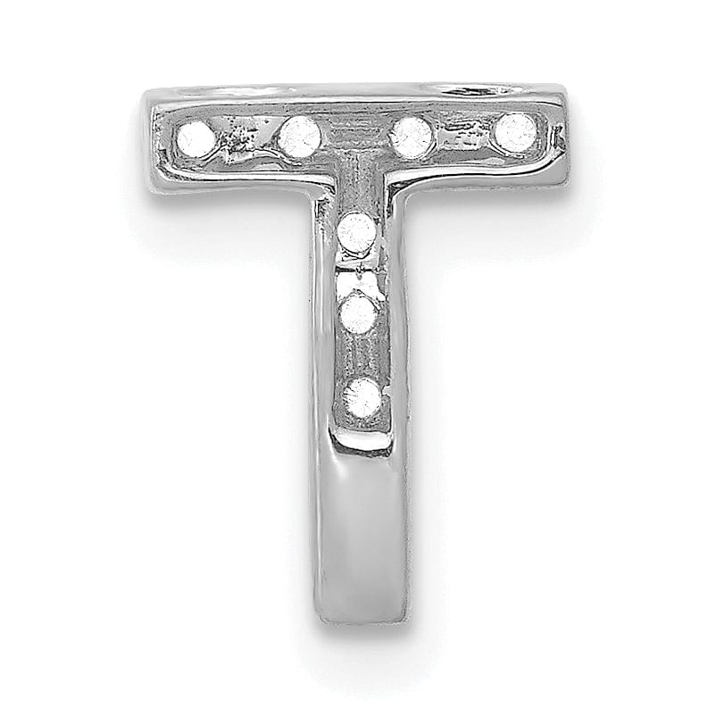 14K White Gold Diamond 0.12-CT Letter T Initial Charm Pendant