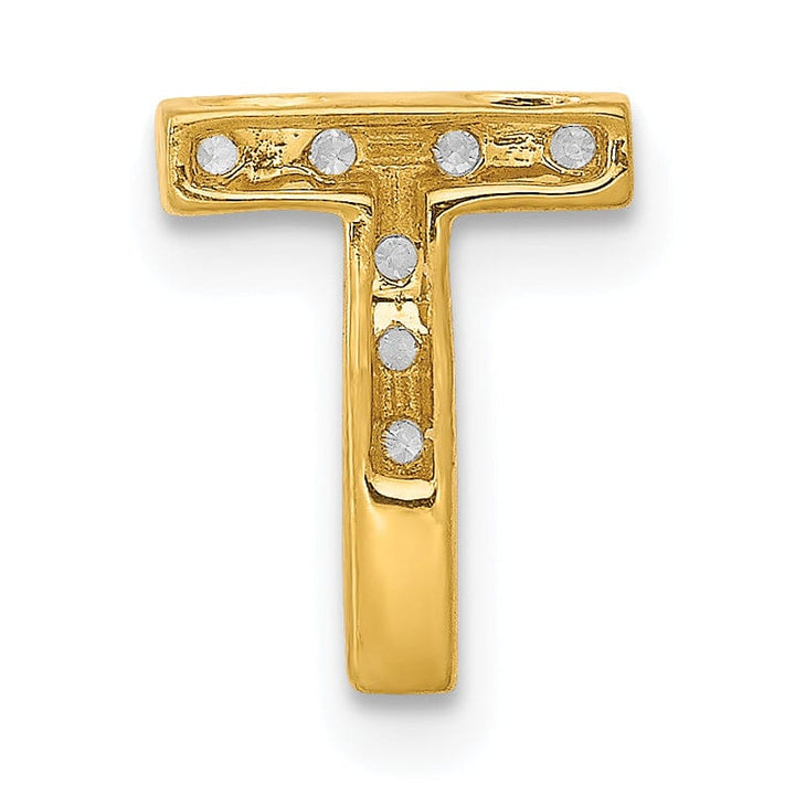 14K Yellow Gold Diamond 0.12-CT Letter T Initial Charm Pendant