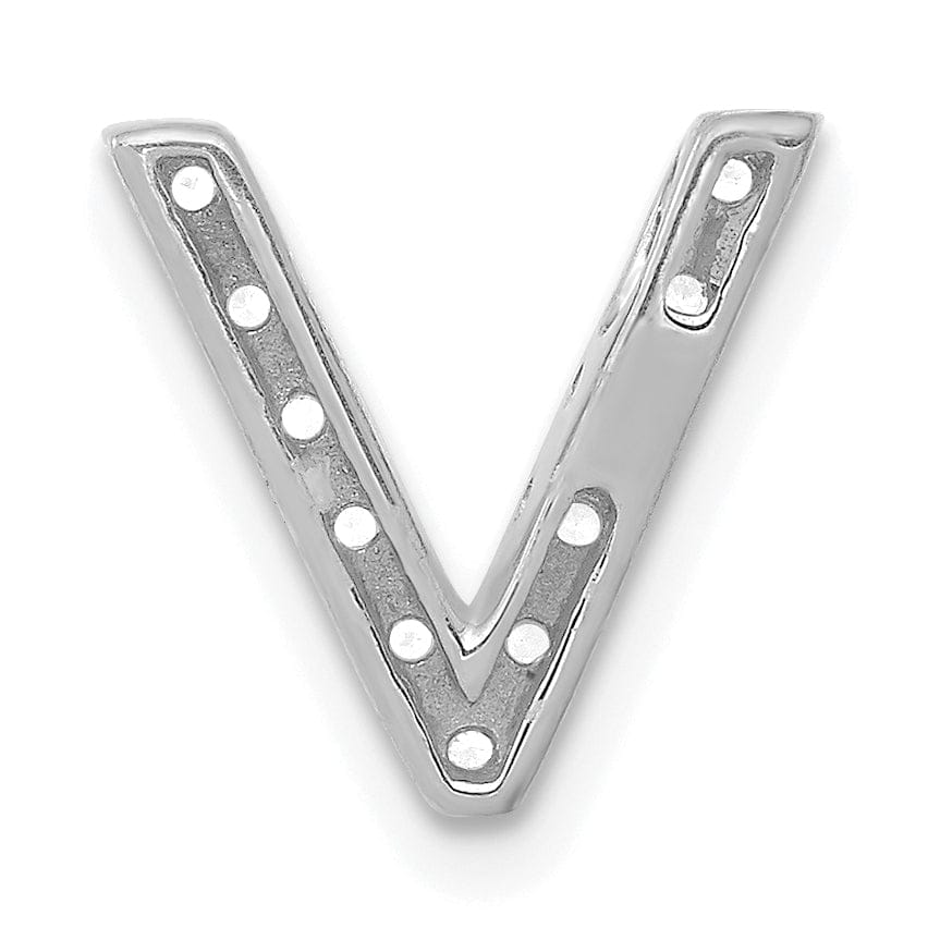 14K White Gold Diamond 0.11-CT Letter V Initial Charm Pendant