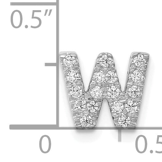 14K White Gold Diamond 0.156-CT Letter W Initial Charm Pendant
