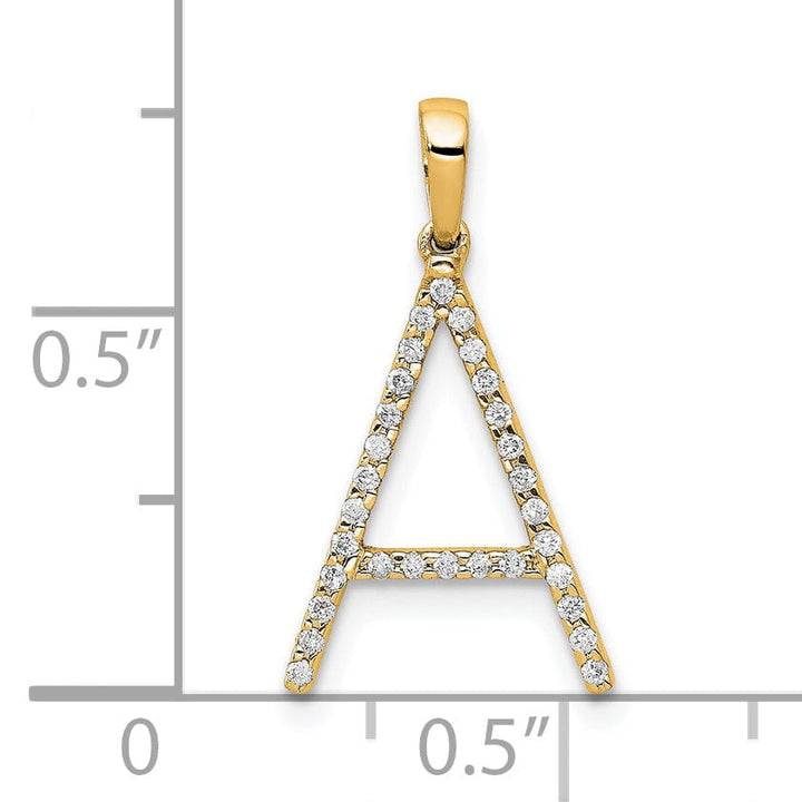 14K Yellow Gold Diamond 0.9-CT Block Letter A Initial Charm Pendant