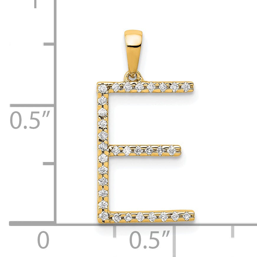 14K Yellow Gold Diamond 0.096-CT Block Letter E Initial Charm Pendant