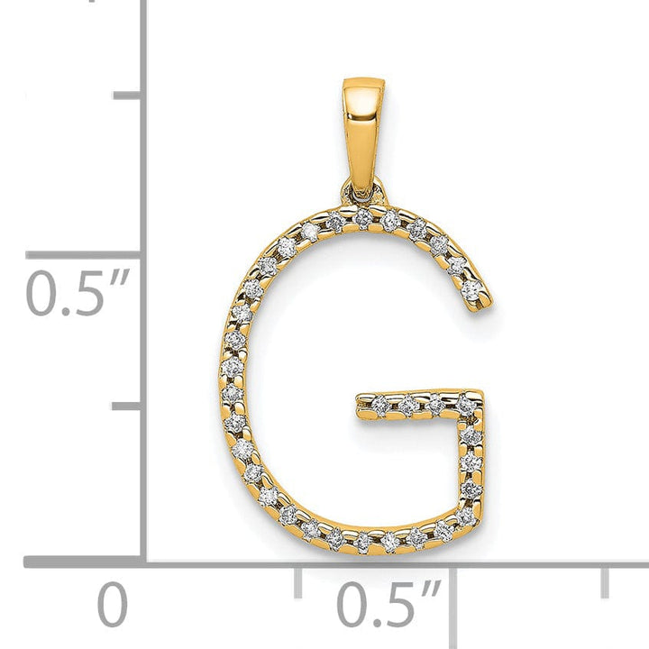 14K Yellow Gold Diamond 0.102-CT Block Letter G Initial Charm Pendant