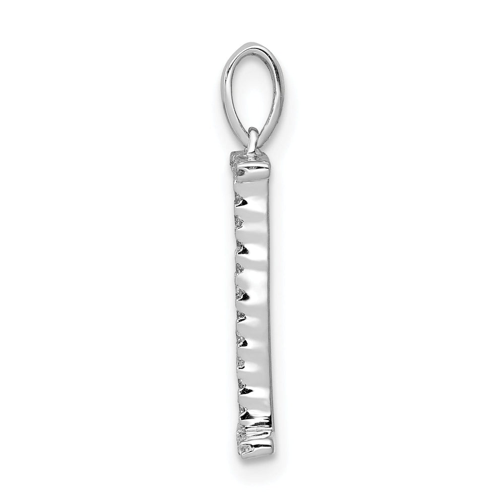 14K White Gold Diamond 0.088-CT Block Letter I Initial Charm Pendant