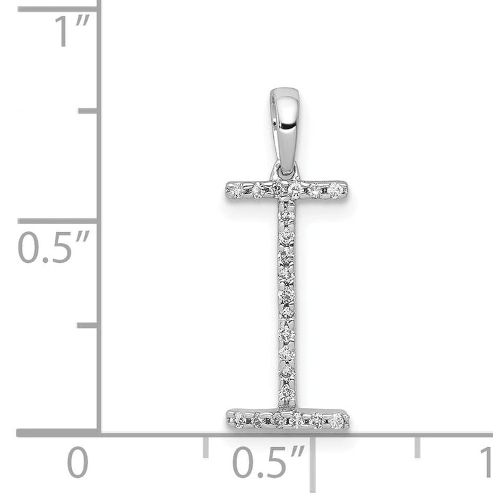 14K White Gold Diamond 0.088-CT Block Letter I Initial Charm Pendant