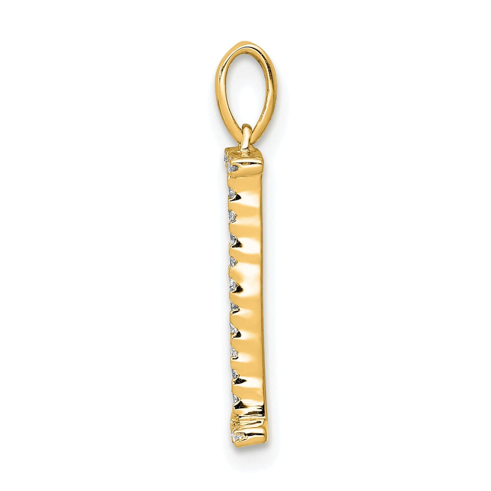 14K Yellow Gold Diamond 0.088-CT Block Letter I Initial Charm Pendant