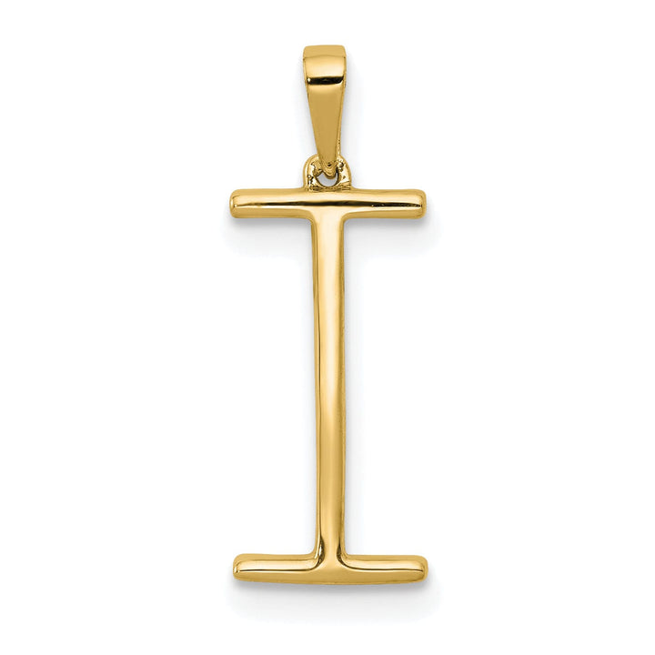14K Yellow Gold Diamond 0.088-CT Block Letter I Initial Charm Pendant