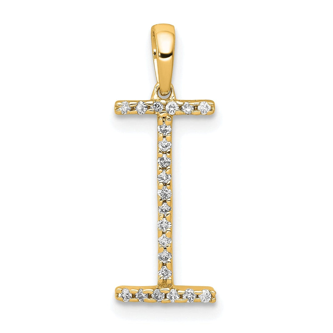 14K Yellow Gold Diamond 0.088-CT Block Letter I Initial Charm Pendant