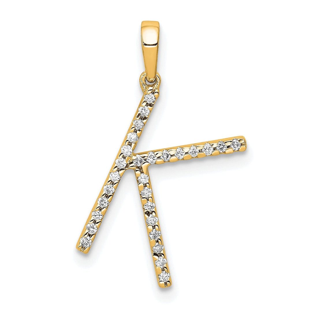 14K Yellow Gold Diamond 0.084-CT Block Letter K Initial Charm Pendant