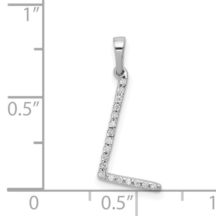 14K White Gold Diamond 0.054-CT Block Letter L Initial Charm Pendant