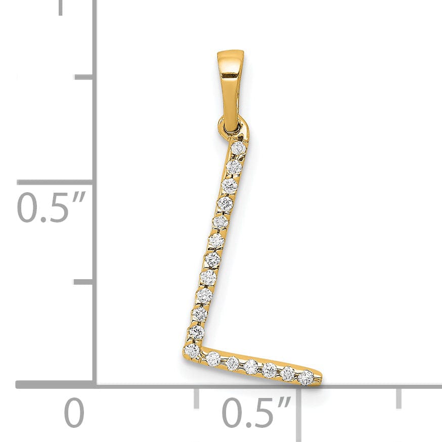 14K Yellow Gold Diamond 0.054-CT Block Letter L Initial Charm Pendant