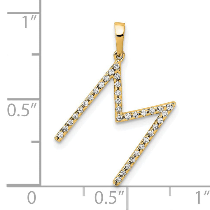 14K Yellow Gold Diamond 0.105-CT Block Letter M Initial Charm Pendant