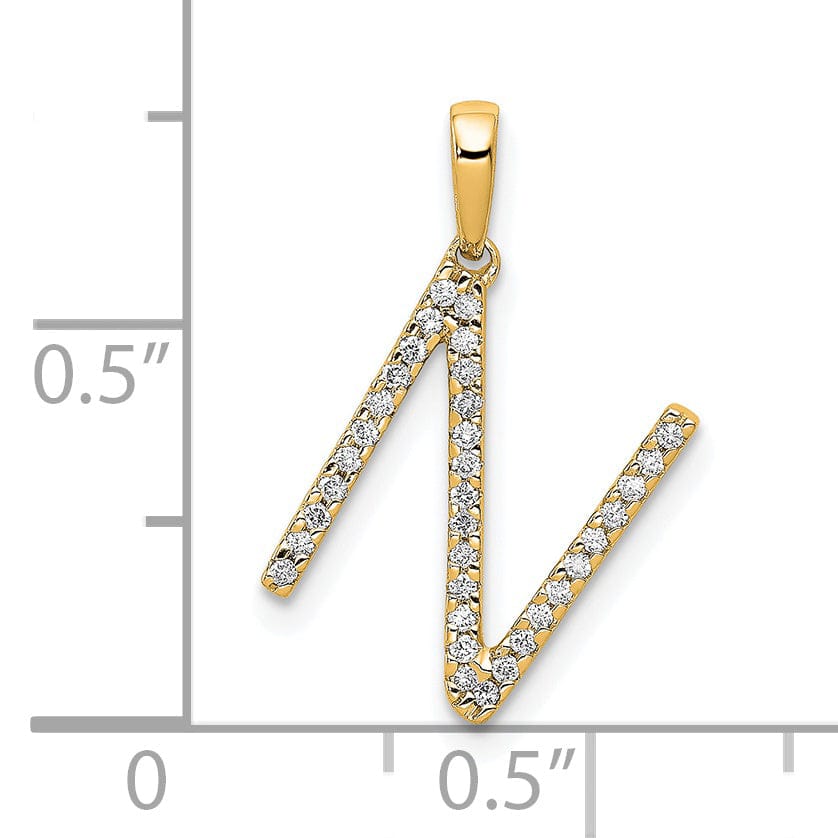 14K Yellow Gold Diamond 0.105-CT Block Letter N Initial Charm Pendant