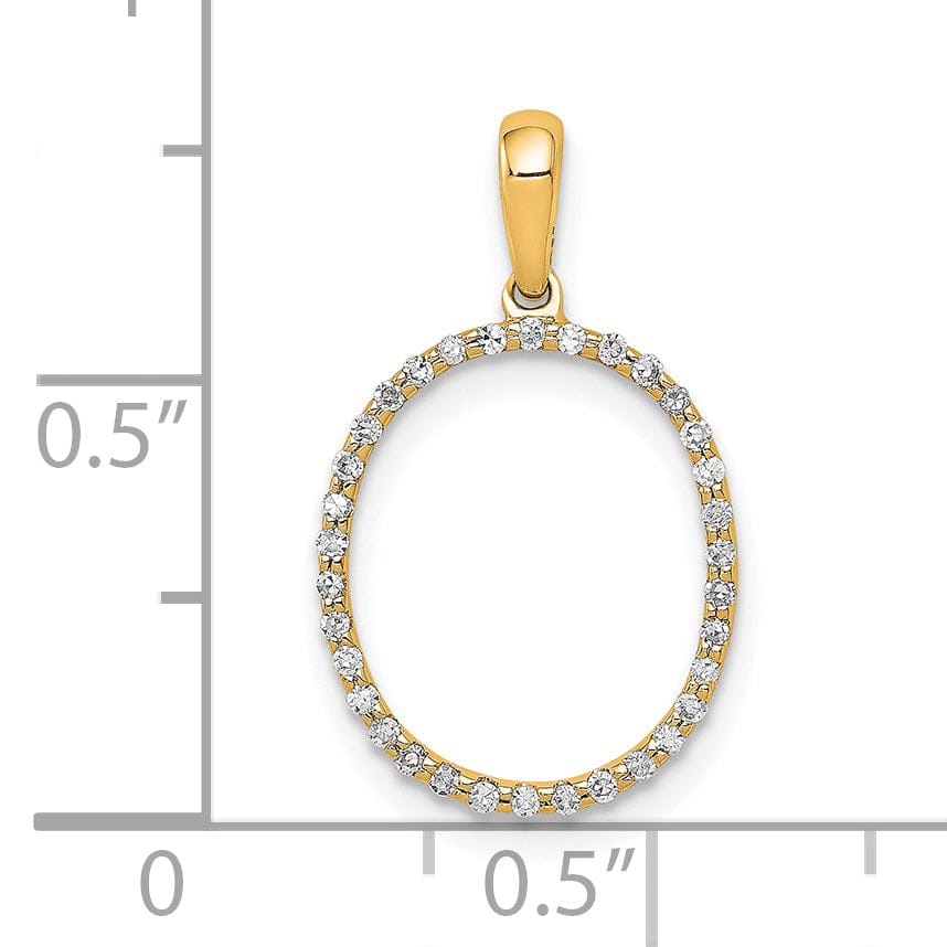 14K Yellow Gold Diamond 0.102-CT Block Letter O Initial Charm Pendant