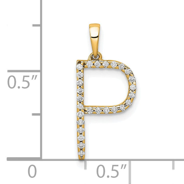 14K Yellow Gold Diamond 0.108-CT Block Letter P Initial Charm Pendant