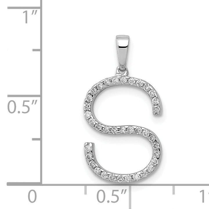 14K White Gold Diamond 0.148-CT Block Letter S Initial Charm Pendant