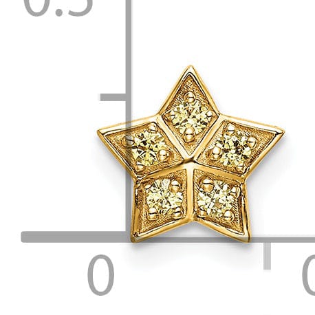 14k Yellow Gold Open Back Polished Finish 0.1CT Sapphire Stone Star Chain Slide Pendant will not fit omega chain