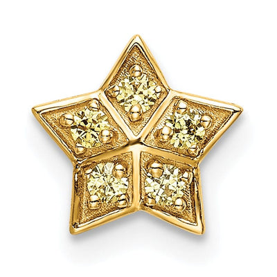 14k Yellow Gold Open Back Polished Finish 0.1CT Sapphire Stone Star Chain Slide Pendant will not fit omega chain at $ 56.76 only from Jewelryshopping.com