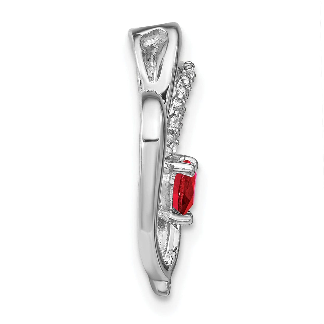 14k White Gold Polished Finish Open Back Women's 0.25-CT Ruby & 0.03-CT Diamond Heart Modern Stlye Design Chain Slide Pendant will not fit Omega Chain