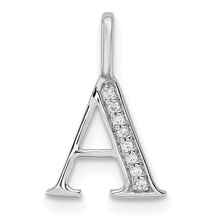 14K White Gold Diamond 0.028-CT Letter A Initial Charm Pendant