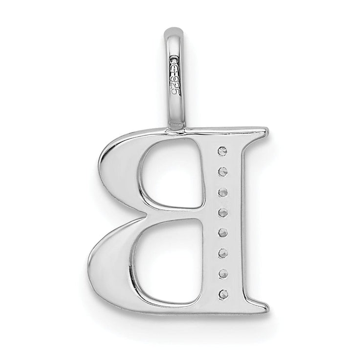 14K White Gold Diamond 0.028-CT Letter B Initial Charm Pendant