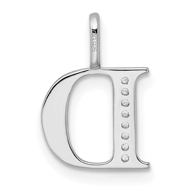 14K White Gold Diamond 0.028-CT Letter D Initial Charm Pendant