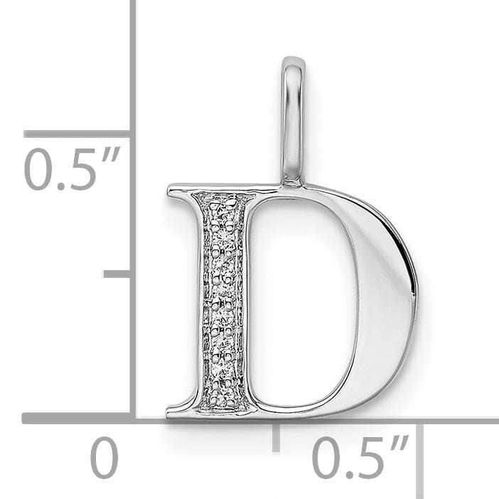 14K White Gold Diamond 0.028-CT Letter D Initial Charm Pendant