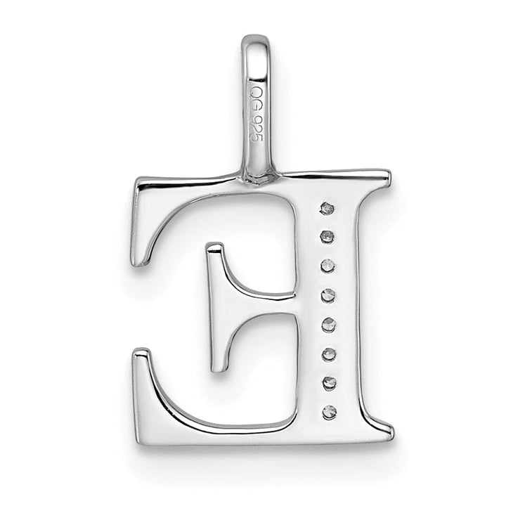 14K White Gold Diamond 0.028-CT Letter E Initial Charm Pendant