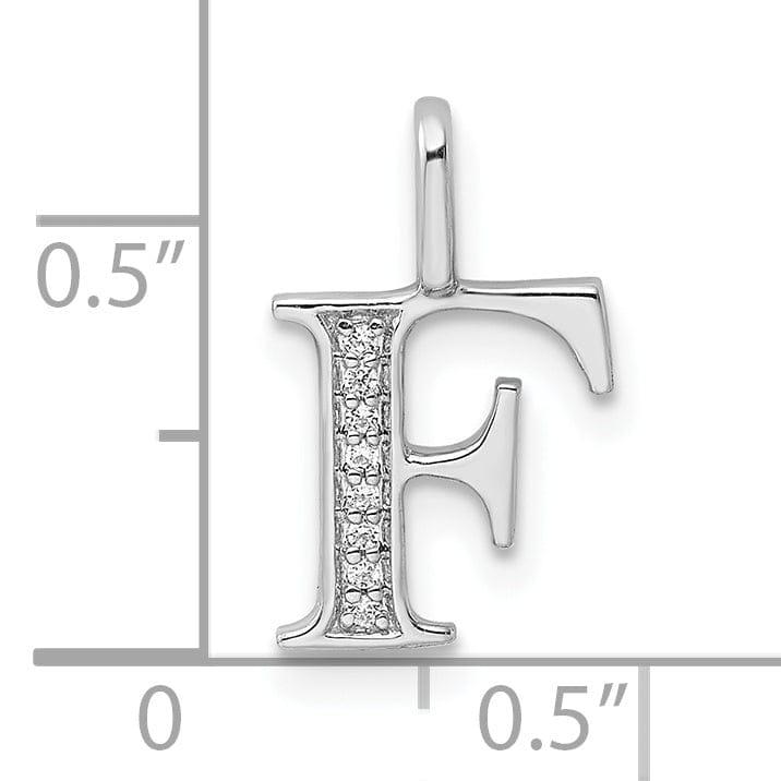 14K White Gold Diamond 0.028-CT Letter F Initial Charm Pendant