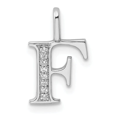 14K White Gold Diamond 0.028-CT Letter F Initial Charm Pendant at $ 143.16 only from Jewelryshopping.com
