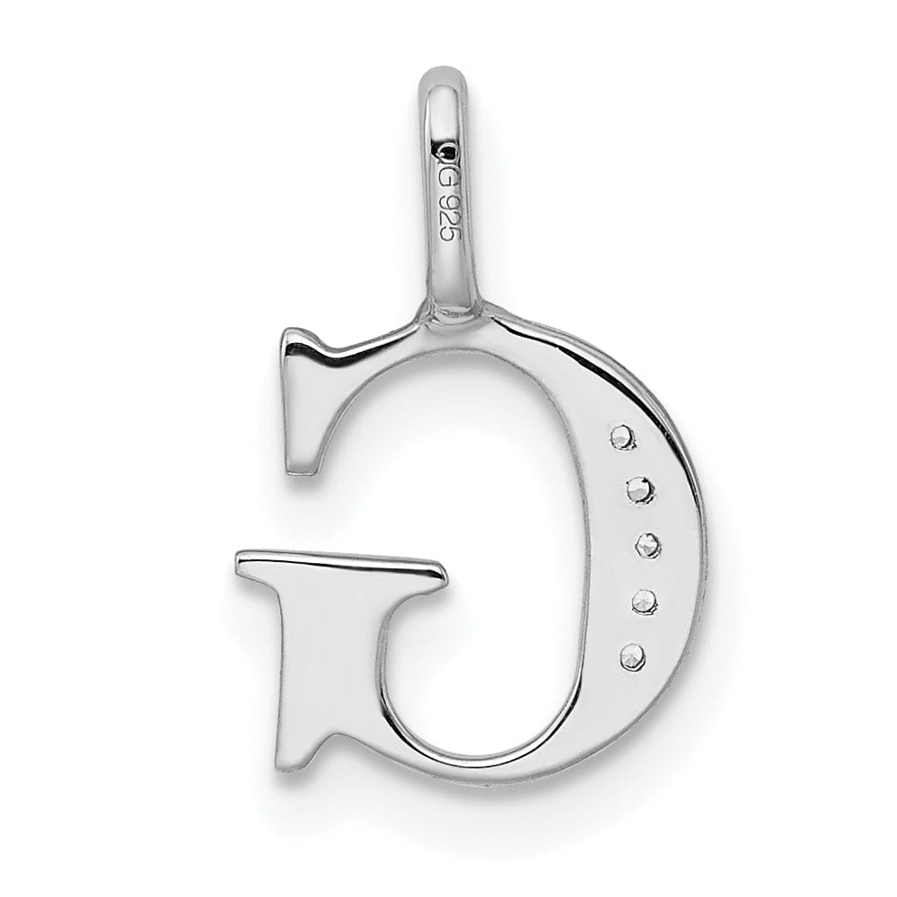 14K White Gold Diamond 0.025-CT Letter G Initial Charm Pendant