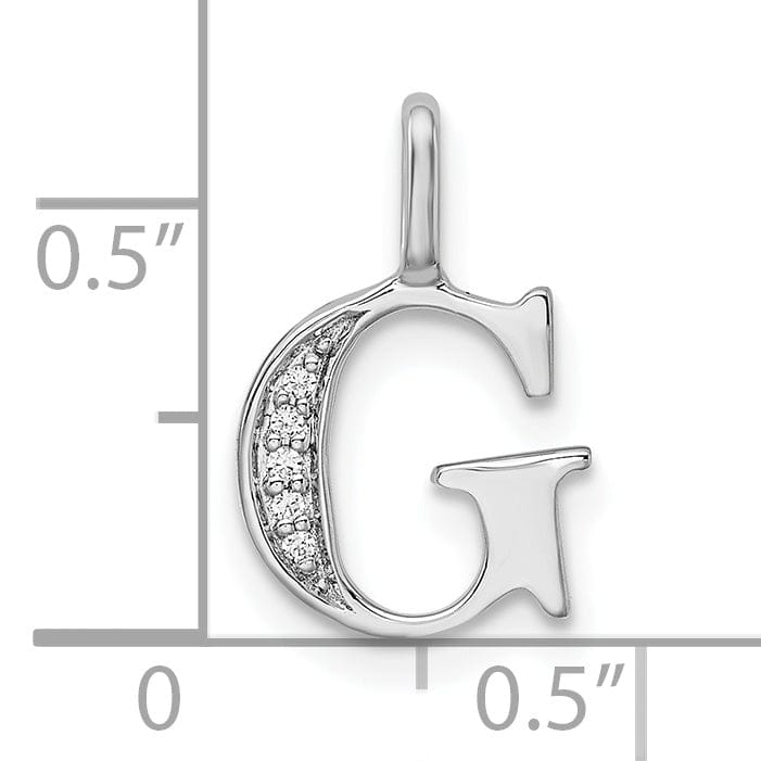 14K White Gold Diamond 0.025-CT Letter G Initial Charm Pendant