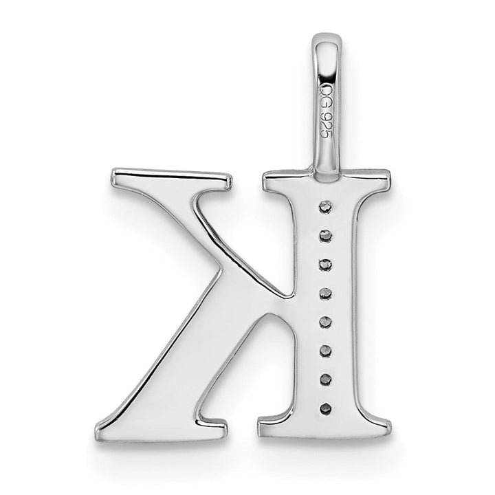 14K White Gold Diamond 0.028-CT Letter K Initial Charm Pendant