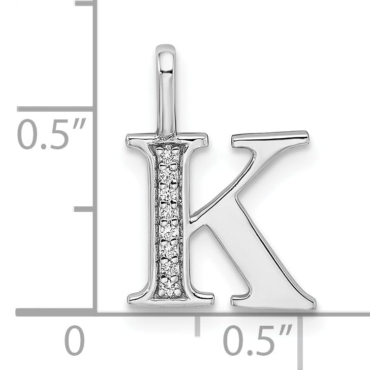 14K White Gold Diamond 0.028-CT Letter K Initial Charm Pendant