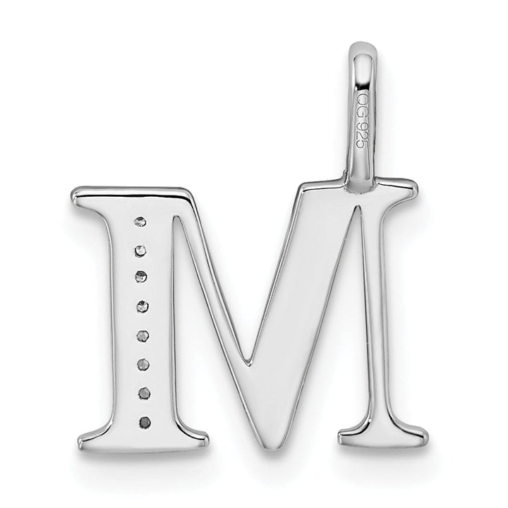14K White Gold Diamond 0.028-CT Letter M Initial Charm Pendant