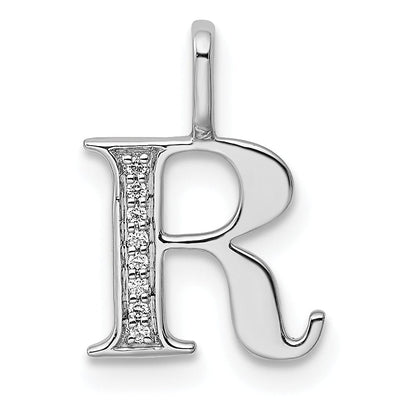 14K White Gold Diamond 0.028-CT Letter R Initial Charm Pendant at $ 143.16 only from Jewelryshopping.com