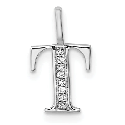 14K White Gold Diamond 0.028-CT Letter T Initial Charm Pendant at $ 133.13 only from Jewelryshopping.com