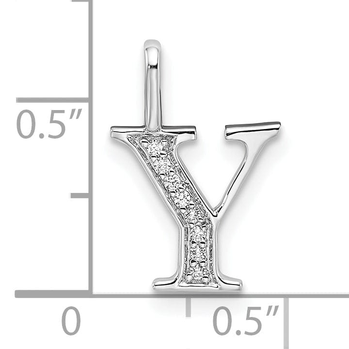 14K White Gold Diamond 0.040-CT Letter Y Initial Charm Pendant