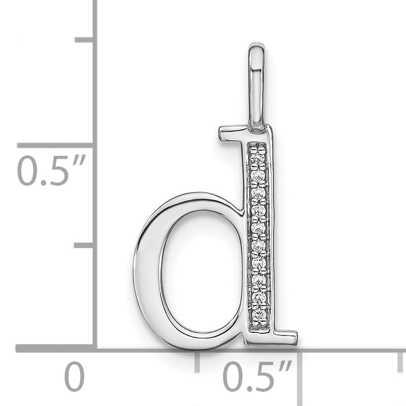 14K White Gold Diamond 0.035-CT Lower Case Style D Initial Charm Pendant